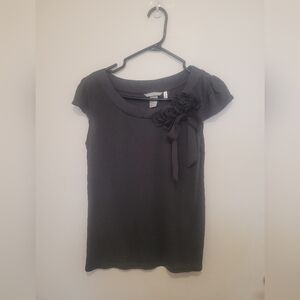 H&M Floral Appliqué Bow Detail Top – Size M